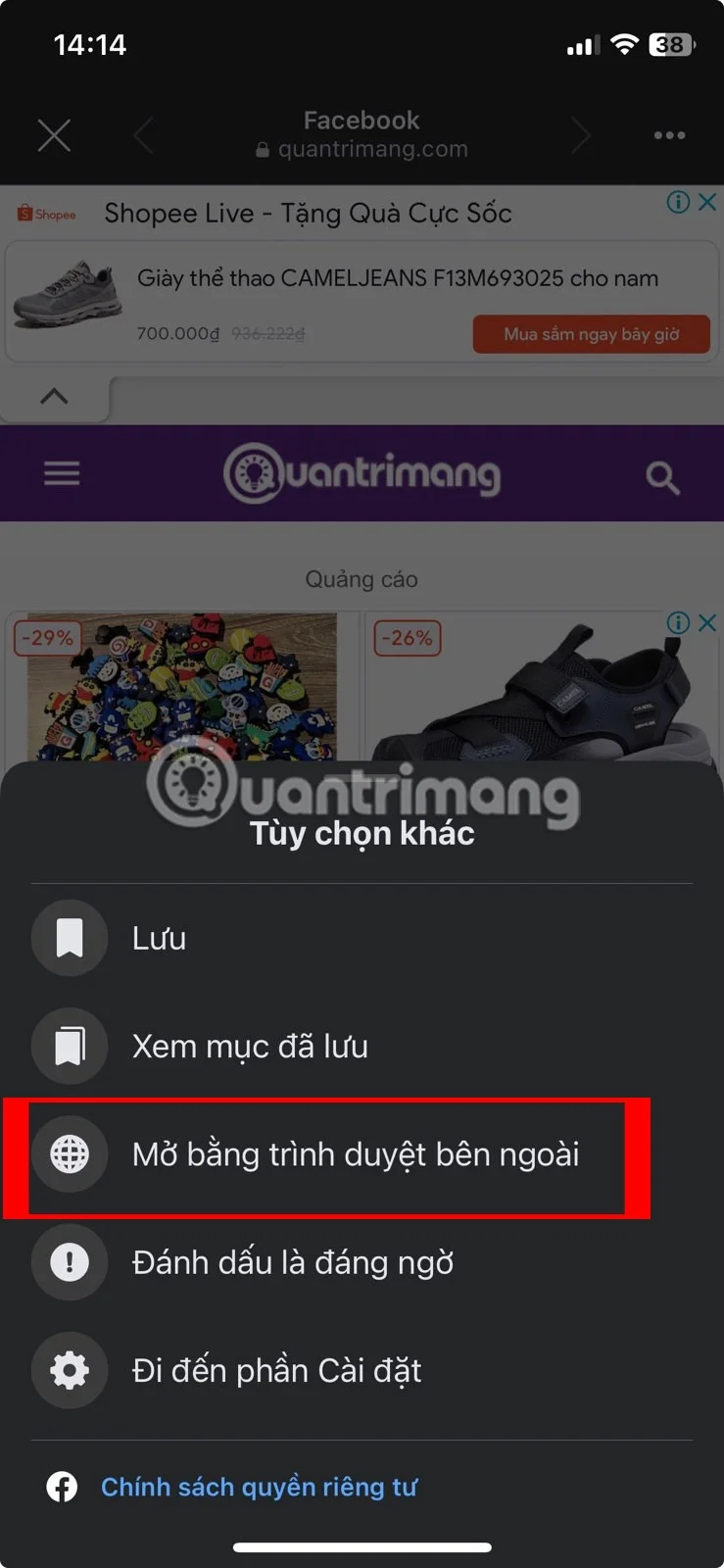 Cómo deshabilitar el navegador de Facebook