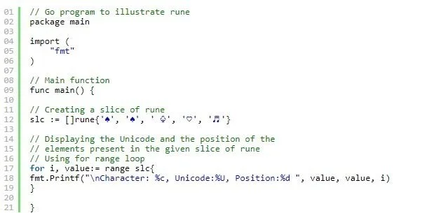 Como usar Runa em Golang