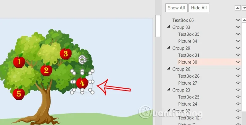 Hoe objecten in PowerPoint een naam te geven