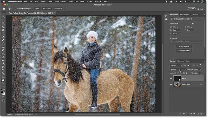 Cómo añadir nieve cayendo a fotos usando Photoshop