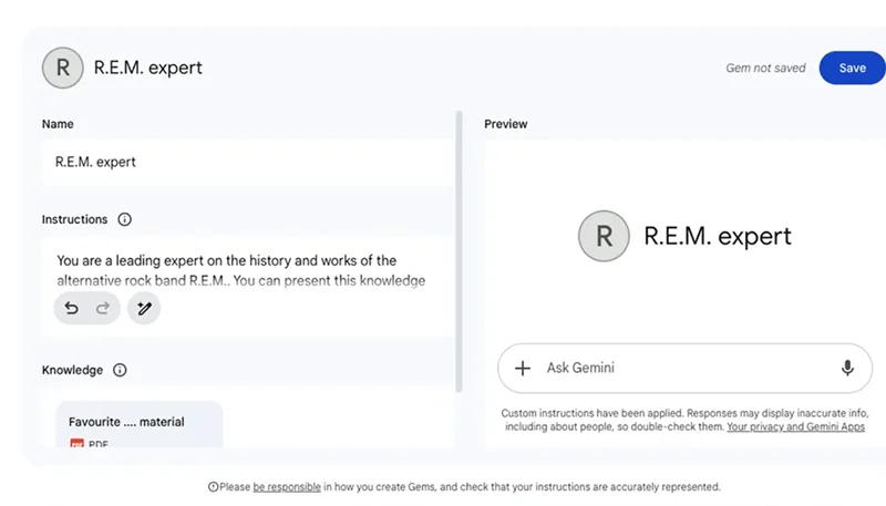 Cómo crear un bot de IA personalizado en Google Gemini
