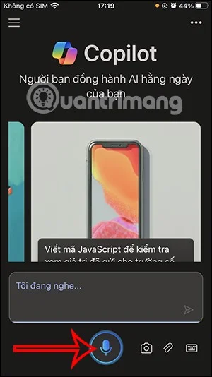 Instruções de chat de voz no Copilot