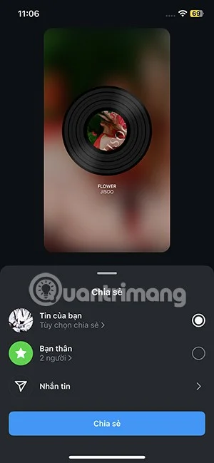 Instruções para postar histórias de músicas no Instagram