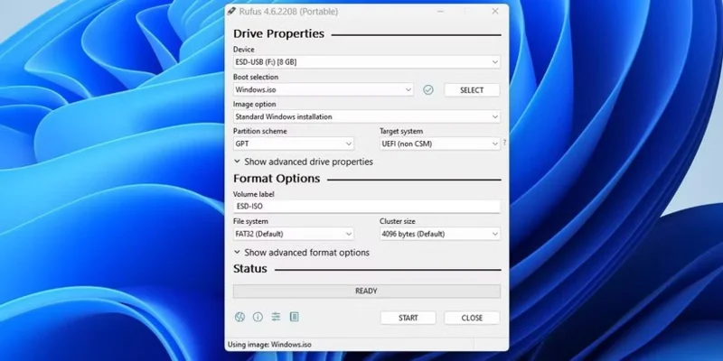 Instruções para instalar o Windows usando USB, criar USB inicializável, USB de instalação do Windows