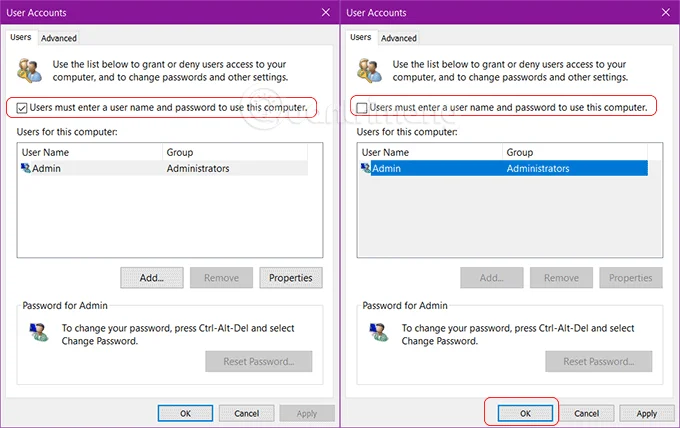Turn off Windows 10 password when logging in for just 10 seconds