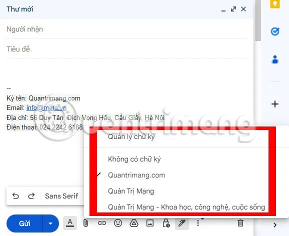Meerdere handtekeningen aanmaken in Gmail
