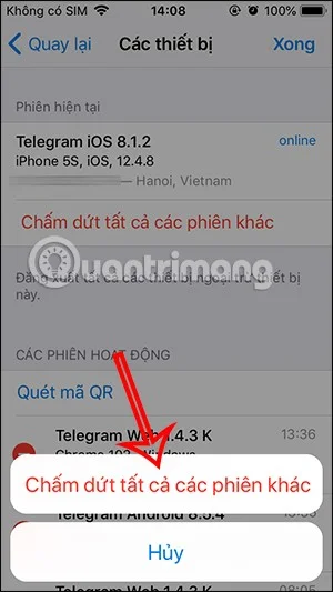 How to log out of Telegram account remotely