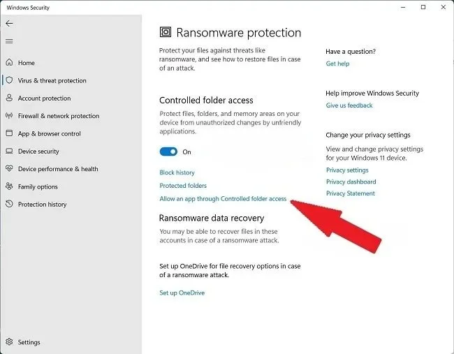How to enable Ransomware Protection on Windows