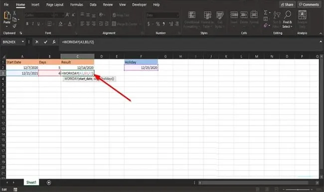 Cómo utilizar la función DIA.LAB en Microsoft Excel