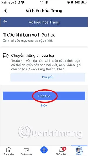 Instruções sobre como bloquear e ocultar temporariamente a Fanpage do Facebook