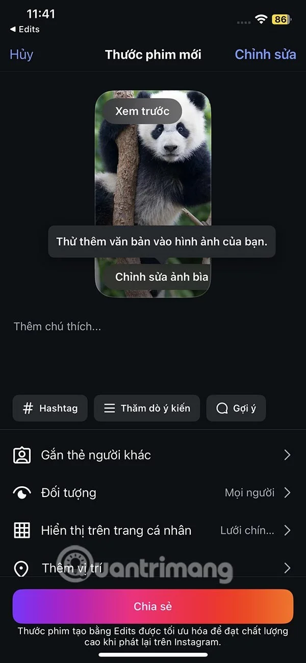 Instructies voor het gebruik van de Edits-app om Instagram-video's te maken