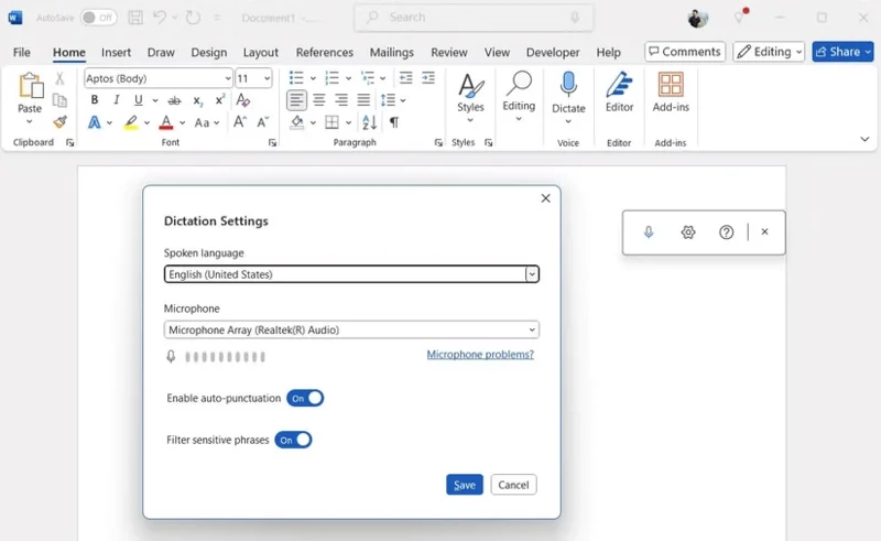 Cómo utilizar la función de escritura por voz de Microsoft Word