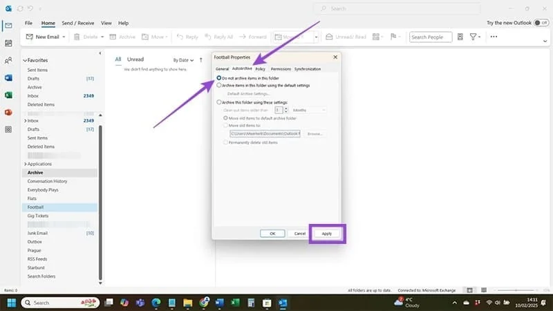 Outlook'ta eksik Otomatik Arşivleme hatası nasıl düzeltilir