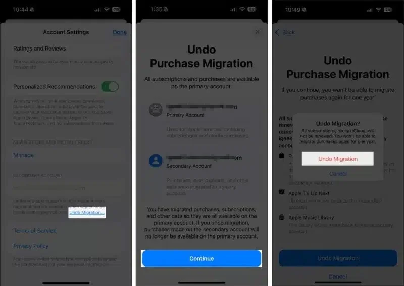 How to move purchases between 2 Apple accounts