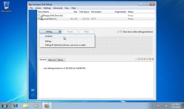 Desfragmentar unidades rápidamente en Windows 7