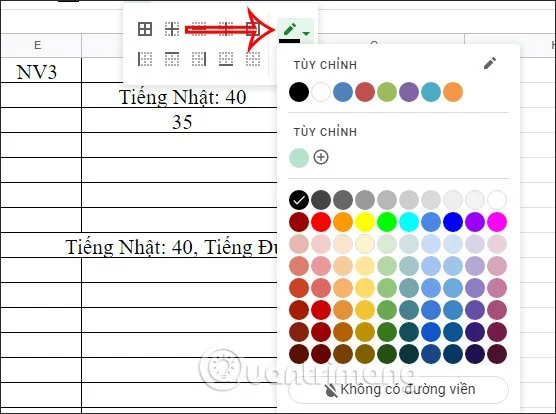 Comment créer une couleur de bordure de cellule dans Google Sheets