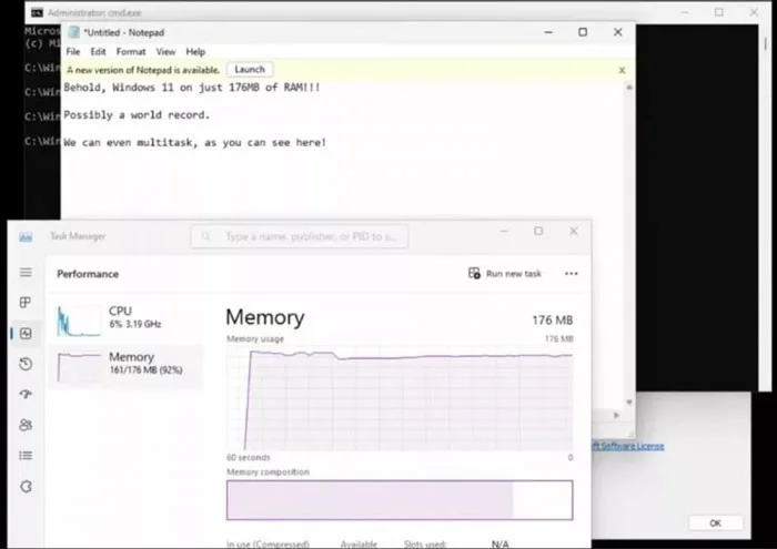 La versión súper reducida de Windows 11 tiene un tamaño de poco más de 100 MB