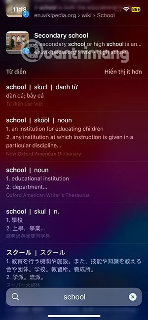 Instrukcje dotyczące korzystania ze słownika angielsko-wietnamskiego na iPhonie