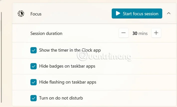 Instructions for using Windows Focus to increase concentration
