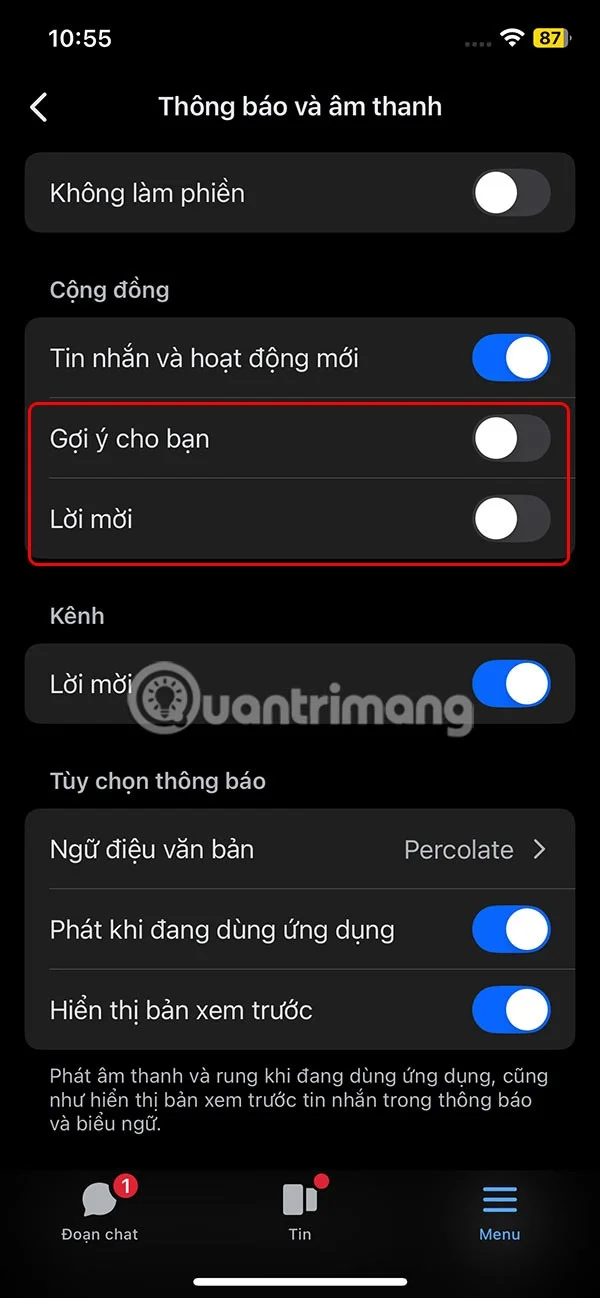 Instructies om uitnodigingen voor deelname aan Messenger-kanalen te blokkeren