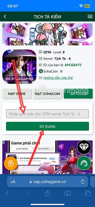 Volledige code Tich Ta Kiem, nieuwste code Kiem Thiep Tinh Gia, ontvang volledige KNB, VIP