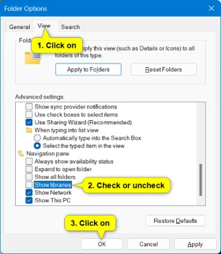 Dosya Gezgininde Kitaplıklar Nasıl Eklenir/Kaldırılır Windows 11