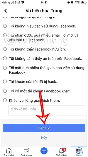 Instruções sobre como bloquear e ocultar temporariamente a Fanpage do Facebook