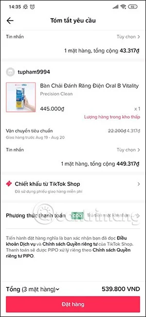 Instrucciones para consultar el carrito de compras en TikTok Shop
