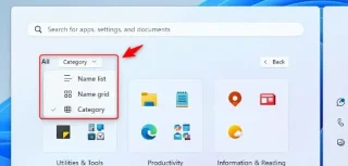 How to adjust All app view on Windows 11 Start menu