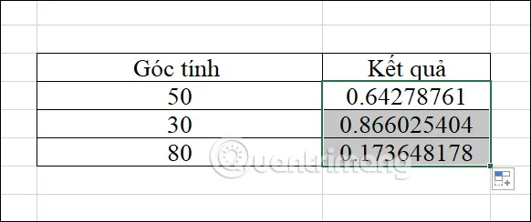 Instruções para usar a função COS no Excel