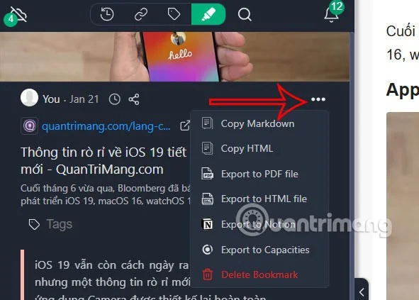 Cómo usar Web Highlights para tomar notas directamente en la página web