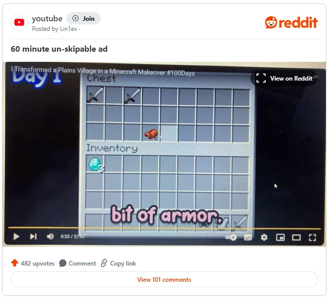 Por que algumas pessoas acham que anúncios de uma hora no YouTube não conseguem pular?
