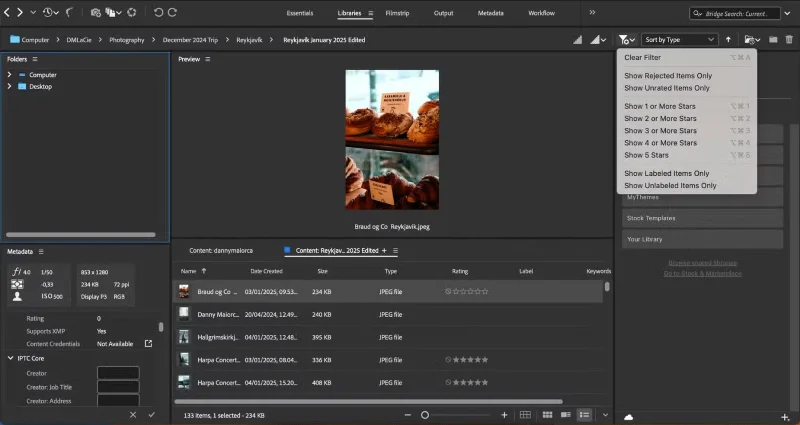 Cómo organizar fotos usando Adobe Bridge
