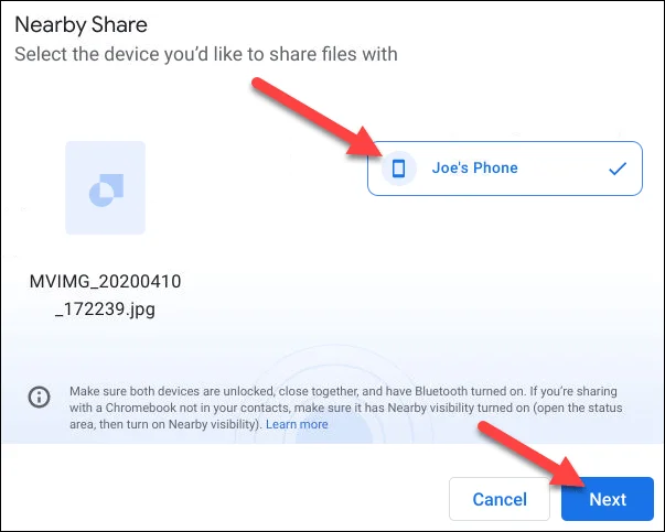 How to use Nearby Share on Chromebook