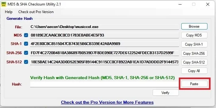 How to verify MD5, SHA-1 and SHA-256 checksums in Windows