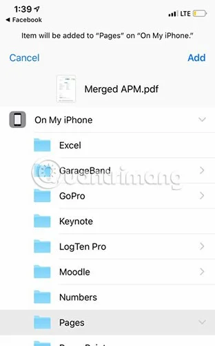 Instrucciones para fusionar archivos PDF en iPhone