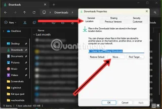 How to move Download folder to another drive on Windows 11