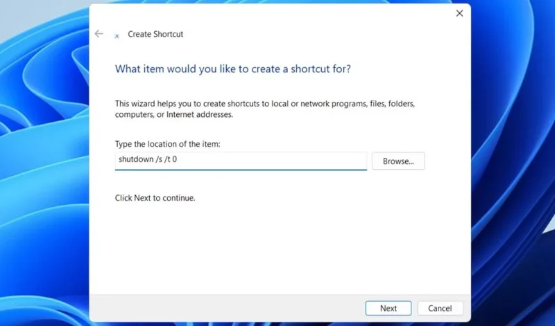 Cómo agregar el acceso directo de Apagado en el escritorio de Windows 11