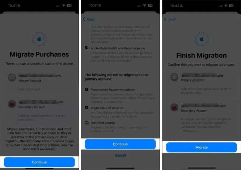How to move purchases between 2 Apple accounts