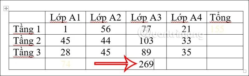 Instruções sobre como calcular somas no Word