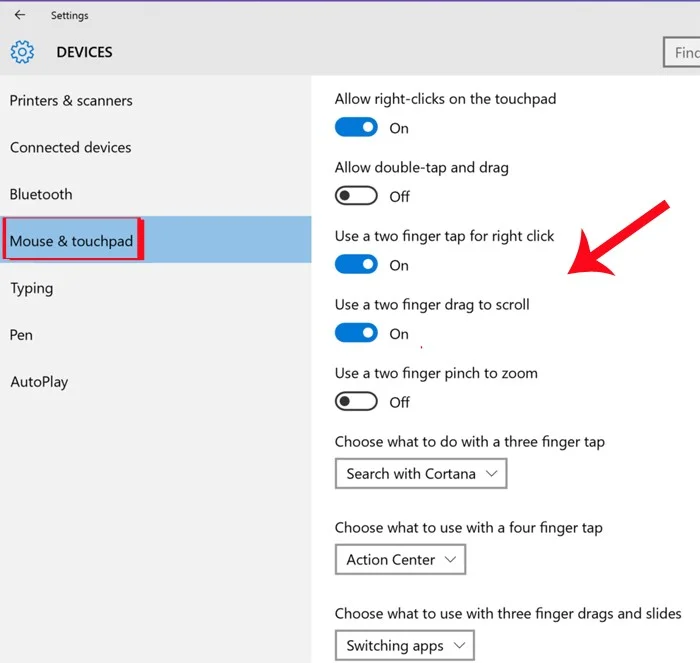 Riepilogo delle operazioni del touchpad su Windows 10, Windows 11