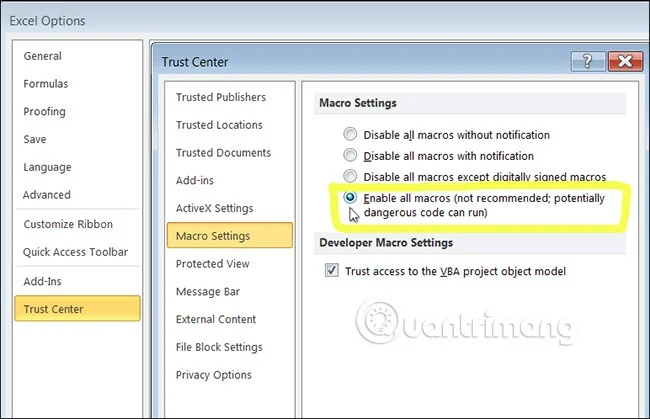 Macro's in Excel in- en uitschakelen