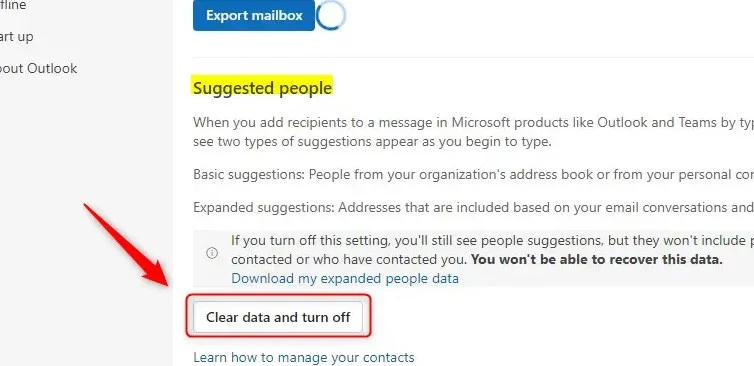 Cómo desactivar las sugerencias de cuentas en Outlook