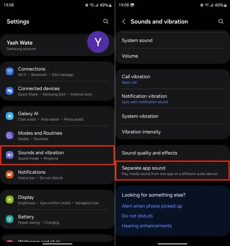 Cómo usar sonidos de aplicaciones independientes en Samsung