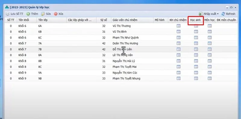 VnEdu'da öğrenci bilgilerini değiştirme talimatları