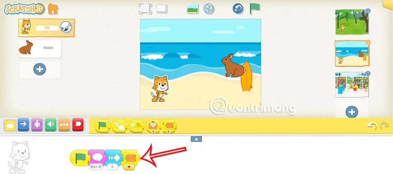 ScratchJR'da mesajlı animasyonlar oluşturma talimatları