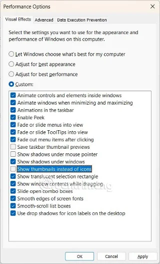 Dosya Gezgini küçük resimlerini kapatma talimatları Windows 11