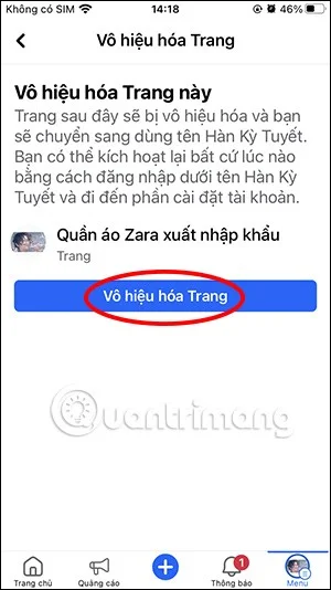 Instruções sobre como bloquear e ocultar temporariamente a Fanpage do Facebook