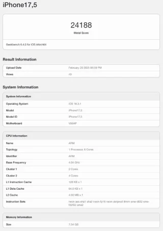 Există o scădere a performanței GPU-ului iPhone 16e?