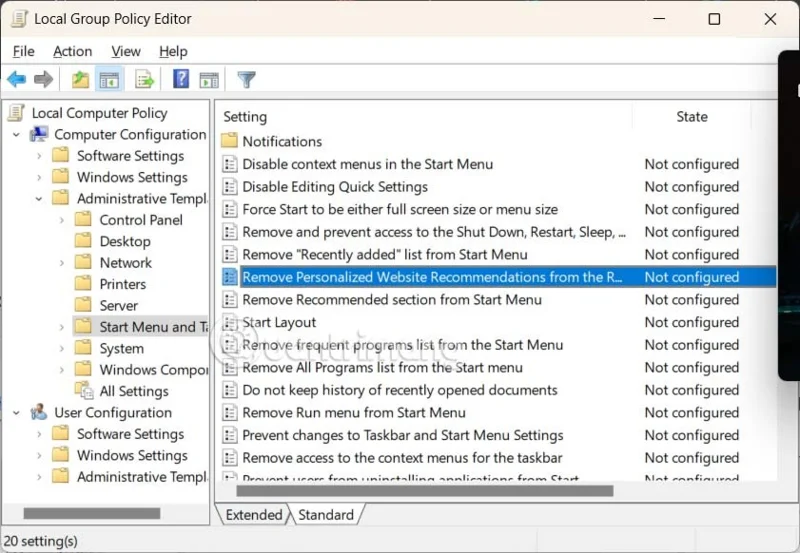 How to turn off website suggestions on Windows 11 Start menu